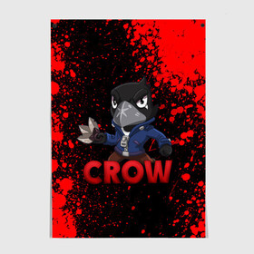 Постер с принтом Brawl Stars CROW в Курске, 100% бумага
 | бумага, плотность 150 мг. Матовая, но за счет высокого коэффициента гладкости имеет небольшой блеск и дает на свету блики, но в отличии от глянцевой бумаги не покрыта лаком | brawl | brawl stars | crow | leon | stars | бравл | бравл старс | браво старс | ворон | ворона | игра | компьютерная | кров | леон | онлайн | старс