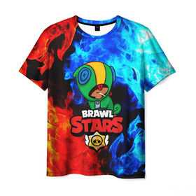 Мужская футболка 3D с принтом BRAWL STARS LEON в Курске, 100% полиэфир | прямой крой, круглый вырез горловины, длина до линии бедер | Тематика изображения на принте: android | brawl stars | games | leon | mobile | stars | игры | леон | мобильные игры