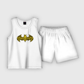 Детская пижама с шортами хлопок с принтом Batman logo в Курске,  |  | bat man | batman | batman comics | caped crusader | comics | dark knight | shtatjl | бетмен | брюс уэйн | бэт мен | бэтмен | тёмный рыцарь