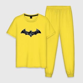 Мужская пижама хлопок с принтом Batman в Курске, 100% хлопок | брюки и футболка прямого кроя, без карманов, на брюках мягкая резинка на поясе и по низу штанин
 | Тематика изображения на принте: bat man | batman | batman comics | caped crusader | comics | dark knight | shtatjl | бетмен | брюс уэйн | бэт мен | бэтмен | тёмный рыцарь