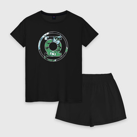 Женская пижама с шортиками хлопок с принтом Green Lantern в Курске, 100% хлопок | футболка прямого кроя, шорты свободные с широкой мягкой резинкой | dc | dc comics | green lantern | shtatjl | зеленый фонарь