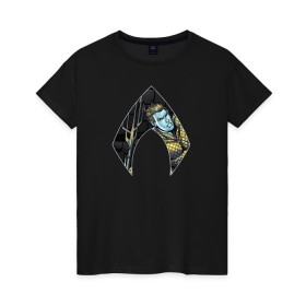 Женская футболка хлопок с принтом Aquaman в Курске, 100% хлопок | прямой крой, круглый вырез горловины, длина до линии бедер, слегка спущенное плечо | aquaman | arthur curry | dc | dc comics | shtatjl | аквамен | артур карри