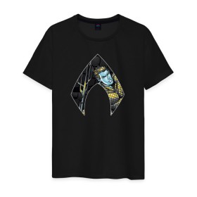 Мужская футболка хлопок с принтом Aquaman в Курске, 100% хлопок | прямой крой, круглый вырез горловины, длина до линии бедер, слегка спущенное плечо. | aquaman | arthur curry | dc | dc comics | shtatjl | аквамен | артур карри