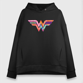 Женское худи Oversize хлопок с принтом Wonder Woman logo в Курске, френч-терри — 70% хлопок, 30% полиэстер. Мягкий теплый начес внутри —100% хлопок | боковые карманы, эластичные манжеты и нижняя кромка, капюшон на магнитной кнопке | dc | dc comics | diana prince | shtatjl | wonder woman | вандер вуман | вондер вуман | галь гадот | диана принс | супер женщина | чудо женщина