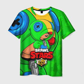 Мужская футболка 3D с принтом BRAWL STARS LEON в Курске, 100% полиэфир | прямой крой, круглый вырез горловины, длина до линии бедер | brawl stars | brawl stars leon | brawler | leon | бравл старз | бравлер | леон