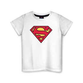 Детская футболка хлопок с принтом Superman logo в Курске, 100% хлопок | круглый вырез горловины, полуприлегающий силуэт, длина до линии бедер | Тематика изображения на принте: clark kent | superman | кларк кент | супермен | супермэн