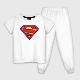 Детская пижама хлопок с принтом Superman logo в Курске, 100% хлопок |  брюки и футболка прямого кроя, без карманов, на брюках мягкая резинка на поясе и по низу штанин
 | clark kent | superman | кларк кент | супермен | супермэн