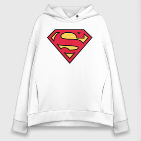 Женское худи Oversize хлопок с принтом Superman logo в Курске, френч-терри — 70% хлопок, 30% полиэстер. Мягкий теплый начес внутри —100% хлопок | боковые карманы, эластичные манжеты и нижняя кромка, капюшон на магнитной кнопке | clark kent | superman | кларк кент | супермен | супермэн