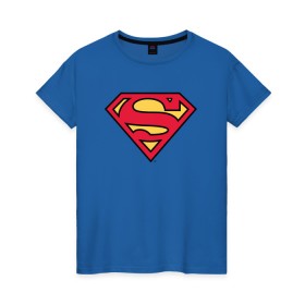 Женская футболка хлопок с принтом Superman logo в Курске, 100% хлопок | прямой крой, круглый вырез горловины, длина до линии бедер, слегка спущенное плечо | clark kent | superman | кларк кент | супермен | супермэн