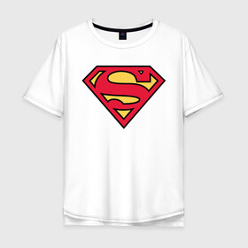 Мужская футболка хлопок Oversize с принтом Superman logo в Курске, 100% хлопок | свободный крой, круглый ворот, “спинка” длиннее передней части | clark kent | superman | кларк кент | супермен | супермэн