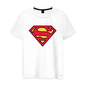 Мужская футболка хлопок с принтом Superman logo в Курске, 100% хлопок | прямой крой, круглый вырез горловины, длина до линии бедер, слегка спущенное плечо. | clark kent | superman | кларк кент | супермен | супермэн