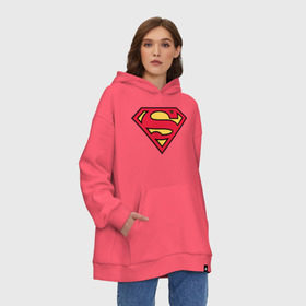 Худи SuperOversize хлопок с принтом Superman logo в Курске, 70% хлопок, 30% полиэстер, мягкий начес внутри | карман-кенгуру, эластичная резинка на манжетах и по нижней кромке, двухслойный капюшон
 | clark kent | superman | кларк кент | супермен | супермэн