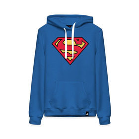 Женская толстовка с принтом Superman logo в Курске, френч-терри, мягкий теплый начес внутри (100% хлопок) | карман-кенгуру, эластичные манжеты и нижняя кромка, капюшон с подкладом и шнурком | clark kent | superman | кларк кент | супермен | супермэн