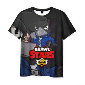 Мужская футболка 3D с принтом BRAWL STARS CROW в Курске, 100% полиэфир | прямой крой, круглый вырез горловины, длина до линии бедер | brawl stars | brawl stars crow | brawler | crow | бравл старз | бравлер | ворон