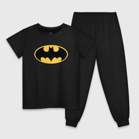 Детская пижама хлопок с принтом Batman logo в Курске, 100% хлопок |  брюки и футболка прямого кроя, без карманов, на брюках мягкая резинка на поясе и по низу штанин
 | Тематика изображения на принте: bat man | batman | batman comics | caped crusader | comics | dark knight | бетмен | брюс уэйн | бэт мен | бэтмен | тёмный рыцарь