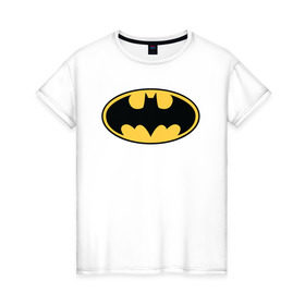 Женская футболка хлопок с принтом Batman logo в Курске, 100% хлопок | прямой крой, круглый вырез горловины, длина до линии бедер, слегка спущенное плечо | bat man | batman | batman comics | caped crusader | comics | dark knight | бетмен | брюс уэйн | бэт мен | бэтмен | тёмный рыцарь