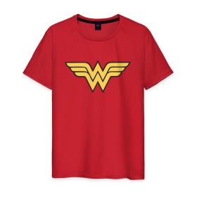Мужская футболка хлопок с принтом Wonder Woman в Курске, 100% хлопок | прямой крой, круглый вырез горловины, длина до линии бедер, слегка спущенное плечо. | dc | dc comics | diana prince | wonder woman | вандер вуман | вондер вуман | диана принс | супер женщина | чудо женщина