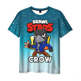 Мужская футболка 3D с принтом BRAWL STARS CROW в Курске, 100% полиэфир | прямой крой, круглый вырез горловины, длина до линии бедер | brawl stars | brawl stars crow | brawler | crow | бравл старз | бравлер | ворон