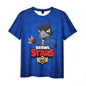 Мужская футболка 3D с принтом BRAWL STARS CROW в Курске, 100% полиэфир | прямой крой, круглый вырез горловины, длина до линии бедер | 8 bit | 8 бит | brawl stars | bull | colt | crow | leon | leon shark | shark | stars | акула | берли | ворон | динамайк | кольт | леон | леон акула | нита | спайк | шелли | эль примо