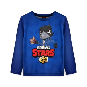 Детский лонгслив 3D с принтом BRAWL STARS CROW в Курске, 100% полиэстер | длинные рукава, круглый вырез горловины, полуприлегающий силуэт
 | 8 bit | 8 бит | brawl stars | bull | colt | crow | leon | leon shark | shark | stars | акула | берли | ворон | динамайк | кольт | леон | леон акула | нита | спайк | шелли | эль примо