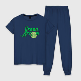 Женская пижама хлопок с принтом Green Arrow в Курске, 100% хлопок | брюки и футболка прямого кроя, без карманов, на брюках мягкая резинка на поясе и по низу штанин | dc | dc comics | green arrow | shtatjl | зелёная стрела