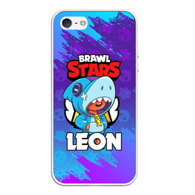 Чехол для iPhone 5/5S матовый с принтом BRAWL STARS LEON SHARK в Курске, Силикон | Область печати: задняя сторона чехла, без боковых панелей | 8 bit | 8 бит | brawl stars | bull | colt | crow | leon | leon shark | shark | stars | акула | берли | ворон | динамайк | кольт | леон | леон акула | нита | спайк | шелли | эль примо