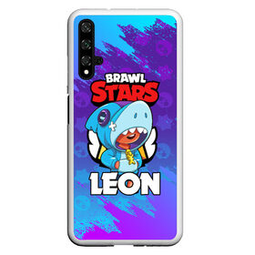 Чехол для Honor 20 с принтом BRAWL STARS LEON SHARK в Курске, Силикон | Область печати: задняя сторона чехла, без боковых панелей | 8 bit | 8 бит | brawl stars | bull | colt | crow | leon | leon shark | shark | stars | акула | берли | ворон | динамайк | кольт | леон | леон акула | нита | спайк | шелли | эль примо