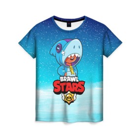 Женская футболка 3D с принтом BRAWL STARS LEON SHARK в Курске, 100% полиэфир ( синтетическое хлопкоподобное полотно) | прямой крой, круглый вырез горловины, длина до линии бедер | 8 bit | 8 бит | brawl stars | bull | colt | crow | leon | leon shark | shark | stars | акула | берли | ворон | динамайк | кольт | леон | леон акула | нита | спайк | шелли | эль примо