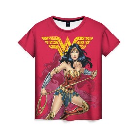 Женская футболка 3D с принтом Wonder Woman в Курске, 100% полиэфир ( синтетическое хлопкоподобное полотно) | прямой крой, круглый вырез горловины, длина до линии бедер | dc | dc comics | diana prince | shtatjl | wonder woman | вандер вуман | вондер вуман | диана принс | супер женщина | чудо женщина