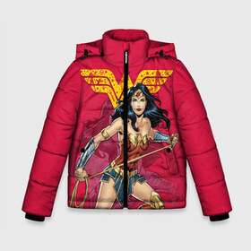Зимняя куртка для мальчиков 3D с принтом Wonder Woman red в Курске, ткань верха — 100% полиэстер; подклад — 100% полиэстер, утеплитель — 100% полиэстер | длина ниже бедра, удлиненная спинка, воротник стойка и отстегивающийся капюшон. Есть боковые карманы с листочкой на кнопках, утяжки по низу изделия и внутренний карман на молнии. 

Предусмотрены светоотражающий принт на спинке, радужный светоотражающий элемент на пуллере молнии и на резинке для утяжки | dc | dc comics | diana prince | shtatjl | wonder woman | вандер вуман | вондер вуман | диана принс | супер женщина | чудо женщина