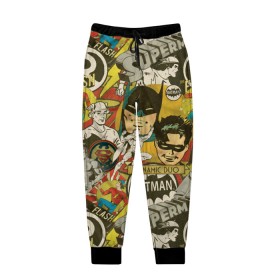 Мужские брюки 3D с принтом DC Comics в Курске, 100% полиэстер | манжеты по низу, эластичный пояс регулируется шнурком, по бокам два кармана без застежек, внутренняя часть кармана из мелкой сетки | batman | flash | shtatjl | superman | бетмен | бэтмен | супермен | супермэн | флеш | флэш