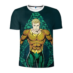 Мужская футболка 3D спортивная с принтом Aquaman в Курске, 100% полиэстер с улучшенными характеристиками | приталенный силуэт, круглая горловина, широкие плечи, сужается к линии бедра | aquaman | arthur curry | dc | dc comics | shtatjl | аквамен | артур карри