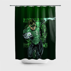 Штора 3D для ванной с принтом Green Lantern в Курске, 100% полиэстер | плотность материала — 100 г/м2. Стандартный размер — 146 см х 180 см. По верхнему краю — пластиковые люверсы для креплений. В комплекте 10 пластиковых колец | dc | dc comics | green lantern | shtatjl | зеленый фонарь