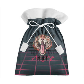 Подарочный 3D мешок с принтом Злой тигр Angry Tiger в Курске, 100% полиэстер | Размер: 29*39 см | Тематика изображения на принте: 1996 | агрессивный | большая кошка | голова | злой | клыки | кошка | крупная кошка | лев | тигр