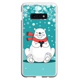 Чехол для Samsung S10E с принтом North bear в Курске, Силикон | Область печати: задняя сторона чехла, без боковых панелей | happy new year | santa | дед мороз | каникулы | мороз | новогодний свитер | новый год | оливье | праздник | рождество | санта клаус | свитер новогодний | снег | снегурочка | снежинки