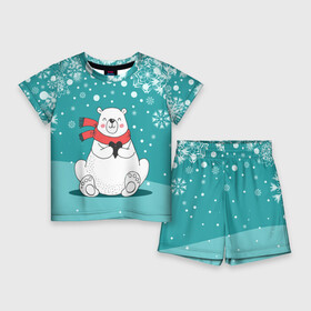 Детский костюм с шортами 3D с принтом North bear в Курске,  |  | Тематика изображения на принте: happy new year | santa | дед мороз | каникулы | мороз | новогодний свитер | новый год | оливье | праздник | рождество | санта клаус | свитер новогодний | снег | снегурочка | снежинки