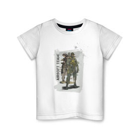 Детская футболка хлопок с принтом Airsoft team в Курске, 100% хлопок | круглый вырез горловины, полуприлегающий силуэт, длина до линии бедер | airsoft | оружие | снаряжение | страйкбол