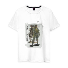 Мужская футболка хлопок с принтом Airsoft team в Курске, 100% хлопок | прямой крой, круглый вырез горловины, длина до линии бедер, слегка спущенное плечо. | airsoft | оружие | снаряжение | страйкбол