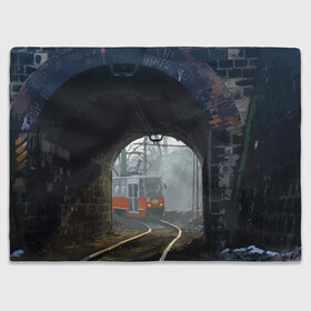 Плед 3D с принтом Трамвай в Курске, 100% полиэстер | закругленные углы, все края обработаны. Ткань не мнется и не растягивается | Тематика изображения на принте: rails | railway | tram | trees | tunnel | деревья | железная дорога | рельсы | тоннель | трамвай
