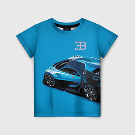 Детская футболка 3D с принтом Bugatti в Курске, 100% гипоаллергенный полиэфир | прямой крой, круглый вырез горловины, длина до линии бедер, чуть спущенное плечо, ткань немного тянется | bugatti | car | italy | motorsport | prestige | автомобиль | автоспорт | бугатти | италия | престиж