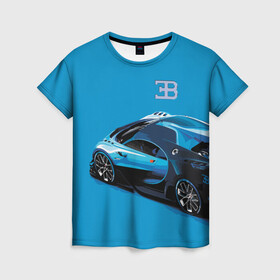 Женская футболка 3D с принтом Bugatti в Курске, 100% полиэфир ( синтетическое хлопкоподобное полотно) | прямой крой, круглый вырез горловины, длина до линии бедер | bugatti | car | italy | motorsport | prestige | автомобиль | автоспорт | бугатти | италия | престиж