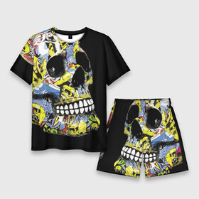 Мужской костюм с шортами 3D с принтом Graffiti в Курске,  |  | color | fashion | graffiti | grin | jaw | orbits | skull | teeth | глазницы | граффити | зубы | мода | оскал | цвет | череп