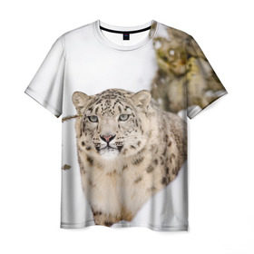 Мужская футболка 3D с принтом Ирбис в Курске, 100% полиэфир | прямой крой, круглый вырез горловины, длина до линии бедер | Тематика изображения на принте: snow leopard | барс | барсы | животное | животные | звери | зверь | зима | зимы | ирбис | киски | кот | коты | кошачьи | кошка | кошки | мохнатые | мохнатый | пятнистые | пятнистый | снег | снежный