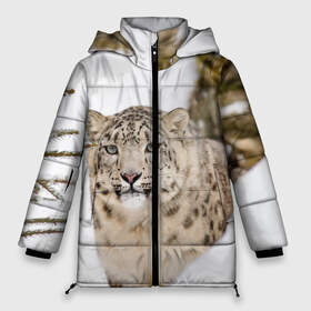 Женская зимняя куртка 3D с принтом Ирбис в Курске, верх — 100% полиэстер; подкладка — 100% полиэстер; утеплитель — 100% полиэстер | длина ниже бедра, силуэт Оверсайз. Есть воротник-стойка, отстегивающийся капюшон и ветрозащитная планка. 

Боковые карманы с листочкой на кнопках и внутренний карман на молнии | snow leopard | барс | барсы | животное | животные | звери | зверь | зима | зимы | ирбис | киски | кот | коты | кошачьи | кошка | кошки | мохнатые | мохнатый | пятнистые | пятнистый | снег | снежный