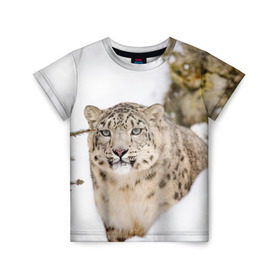 Детская футболка 3D с принтом Ирбис в Курске, 100% гипоаллергенный полиэфир | прямой крой, круглый вырез горловины, длина до линии бедер, чуть спущенное плечо, ткань немного тянется | Тематика изображения на принте: snow leopard | барс | барсы | животное | животные | звери | зверь | зима | зимы | ирбис | киски | кот | коты | кошачьи | кошка | кошки | мохнатые | мохнатый | пятнистые | пятнистый | снег | снежный