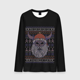 Мужской лонгслив 3D с принтом Vikings Xmas Sweater в Курске, 100% полиэстер | длинные рукава, круглый вырез горловины, полуприлегающий силуэт | christmas | king | new | ragnar | skandinavia | snow | snowflakes | valhalla | vikings | xmas | year | вальхалла | викинги | год | король | новый | рагнар | рождество | скандинавия | снег