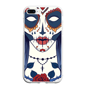 Чехол для iPhone 7Plus/8 Plus матовый с принтом Мексиканский сахарный череп в Курске, Силикон | Область печати: задняя сторона чехла, без боковых панелей | day of the dead | dia de los muertos | gothic | halloween | skull | sugar skull | готика | день мертвых | женский череп | мексиканский череп | мистика | подарок | сахарный череп | хэллоуин