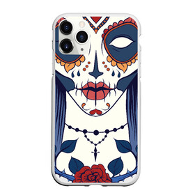 Чехол для iPhone 11 Pro Max матовый с принтом Мексиканский сахарный череп в Курске, Силикон |  | day of the dead | dia de los muertos | gothic | halloween | skull | sugar skull | готика | день мертвых | женский череп | мексиканский череп | мистика | подарок | сахарный череп | хэллоуин