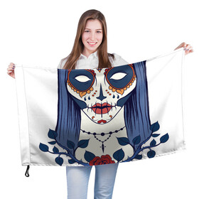 Флаг 3D с принтом Мексиканский сахарный череп в Курске, 100% полиэстер | плотность ткани — 95 г/м2, размер — 67 х 109 см. Принт наносится с одной стороны | day of the dead | dia de los muertos | gothic | halloween | skull | sugar skull | готика | день мертвых | женский череп | мексиканский череп | мистика | подарок | сахарный череп | хэллоуин