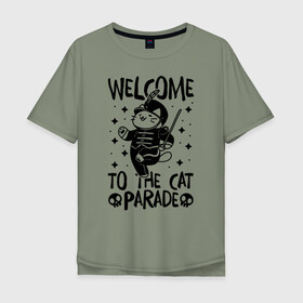 Мужская футболка хлопок Oversize с принтом Welcome to the cat parade в Курске, 100% хлопок | свободный крой, круглый ворот, “спинка” длиннее передней части | gerard way | mcr | my chemical romance | альтернативный | группа | джерард уэй | май кемикал романс | мкр | мой химический роман | мхр | мцр | панк | поп | поппанк | рок | рэй торо